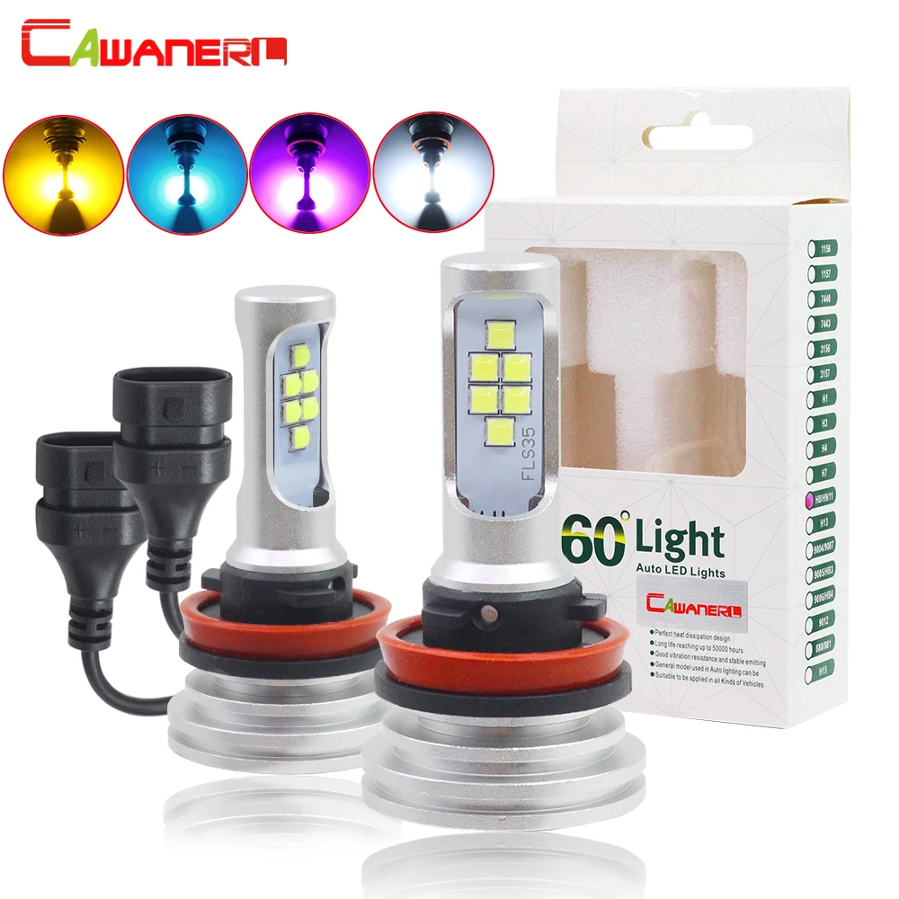 

Cawanerl 2 Pieces H8 H9 H11 LED Fog Light 80W 4000LM Per Set 12V Car Fog Lamp Daytime Running Light DRL White Blue Purple Yellow