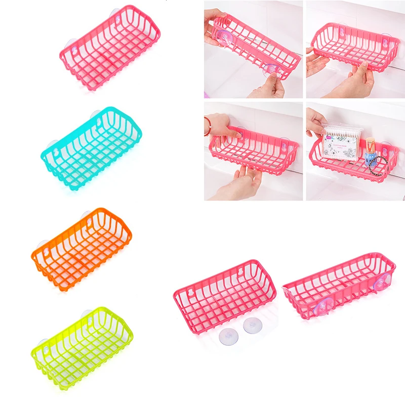 

Urijk 1pc Kitchen Bathroom Shelf Towel Soap Dish Holder Sponge Storage Holder Rack Robe Hooks Sucker Kitchen Sink Dish