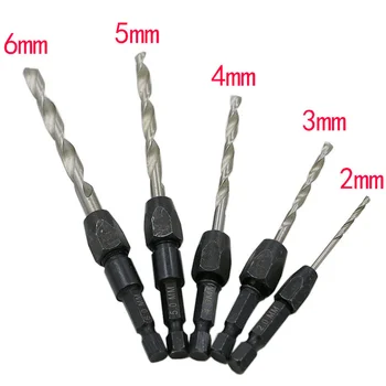 

5 Pieces Quick Change Drill Set Hex Handle Metric 2mm To 6mm Twist Drill Plate Open Hole Twist Drill