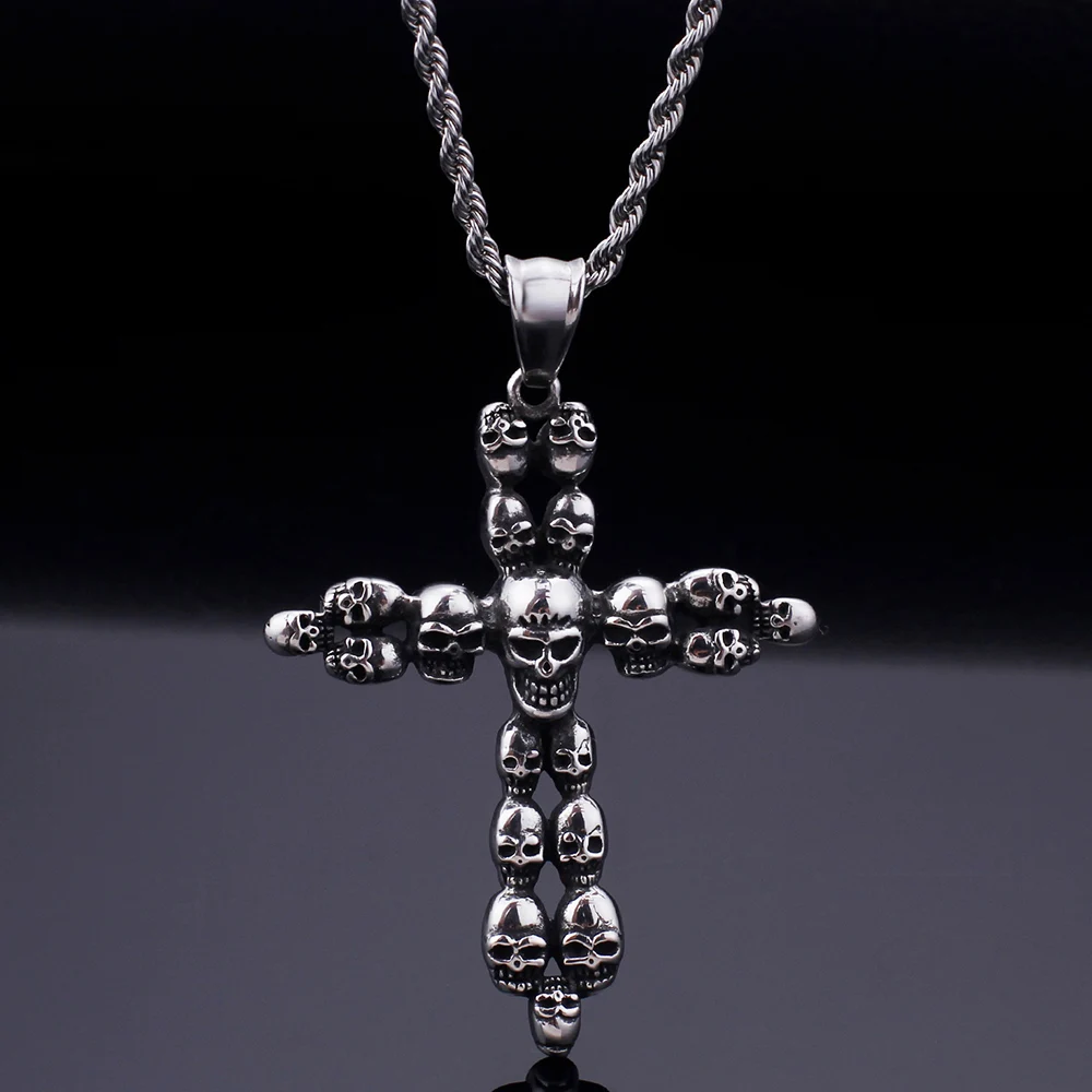 Punk Skull Pendant Necklace For Men Gothic Jewellery Accessories