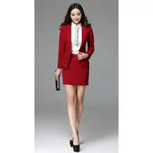 Women Skirt Suits Red Elegant Autumn Formal Wear To Work Office Business Slim OL Jacket blazer & Skirts Suit 2 Piece Sets Custom