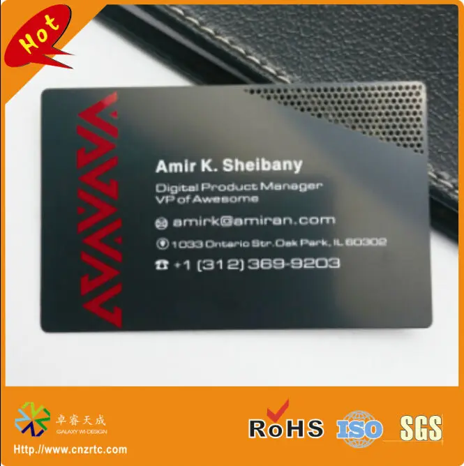 Gold Color China Manufacturer High Quality Laser Cut Metal Brushed Metal Business Card 3 Matte Black