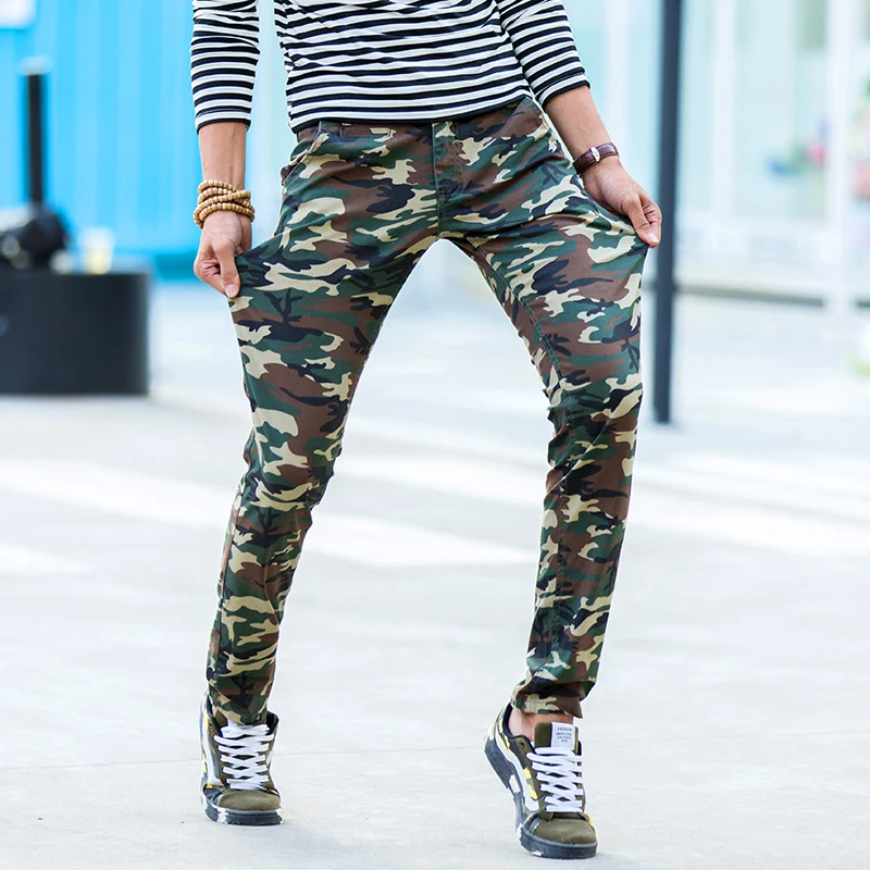 fashion skinny Casual Military men pants thin Camouflage Men Slim