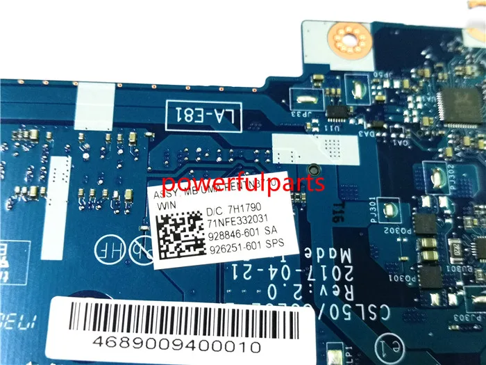 Рабочий для hp 15-BS 250 G6 258 G6 Материнская плата ноутбука 926251-601 CSL50 CSL52 LA-E811P N3710 Процессор встроенный