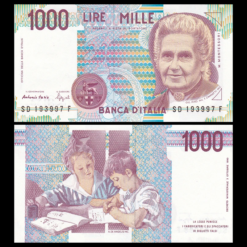 Италия 1000 Lire 1990 P 114 UNC нераспространенный коллекция подарок Европа оригинальная