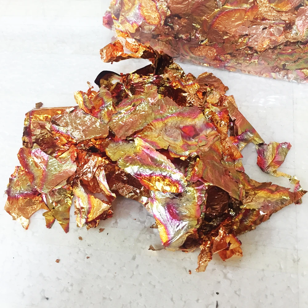 

Red variegated flake gold foil leaf colorful broken imitation gold leaf sheet craft paper for gilding decoration