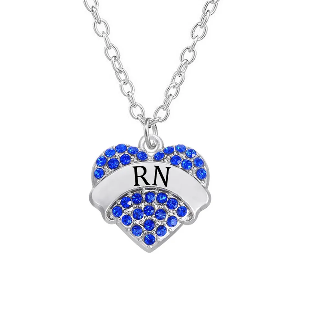Metal Inlay Rn Heart Charm Fashion Medical Necklace Custom Fashion