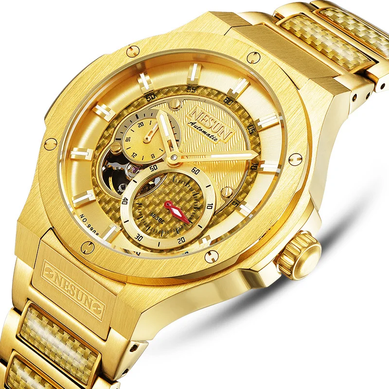 

Switzerland Luxury Brand NESUN Watch Men Skeleton Auto Self-wind Mechanical Men relogio masculino Waterproof clock N9908-3