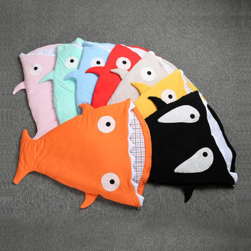  Warm Baby Sleeping Bag Soft Cotton Thick Blanket Winter Shark Blanket for Kids Sleeping Sack Baby