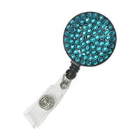 blue 50 шт./ дизайн blingbling Блестящий горный хрусталь держатель удостоверения личности многоцветные Стразы ID карты держатель значка для работников - Окраска металла: blue