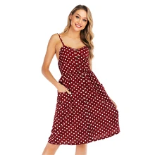 Louyebouho Women Sexy Spaghetti Strap Backless Print Dress Elegant Party Robe Ladies Summer Vestidos Pockets Dresses Beachwear