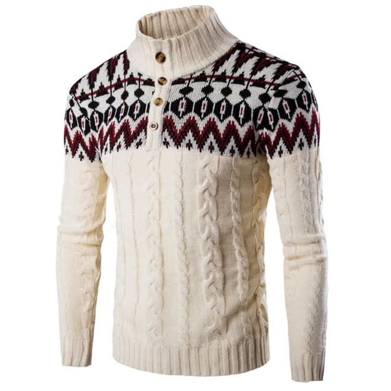 England Style Men's Sweaters Winter Fashion Pullovers Turtleneck
