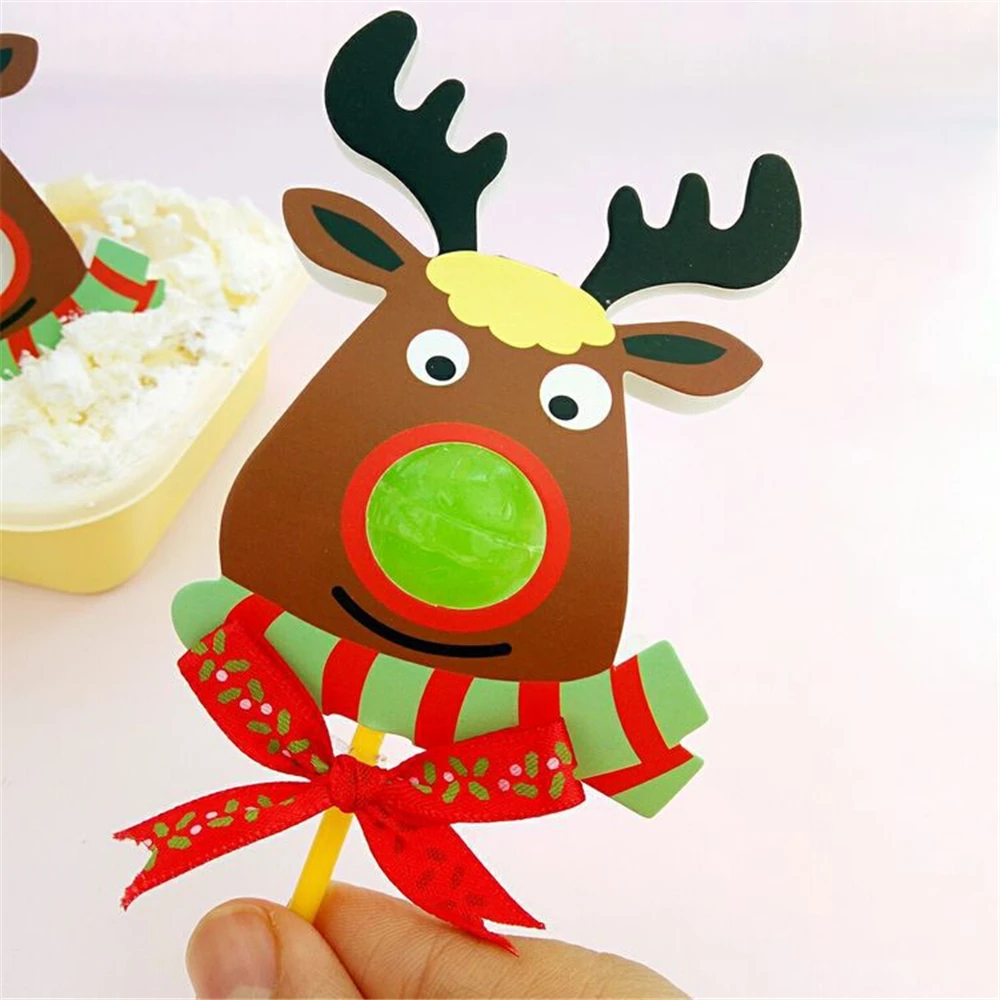  50/25Pcs Nice Cute DIY Santa Claus/Snowman/Penguin Paper Invitation Cards Lollipop Christmas Gift P