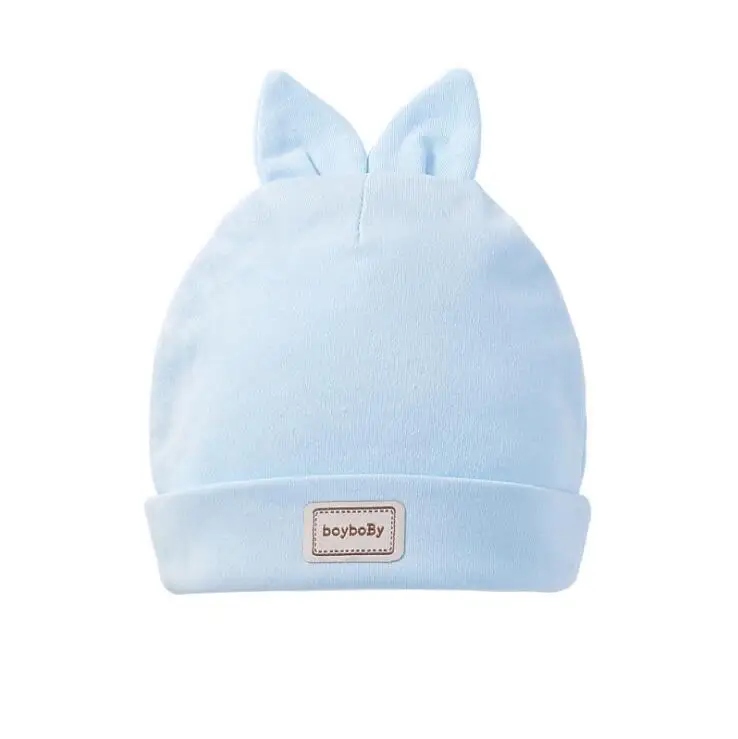Хлопковая шапка для новорожденных девочек и мальчиков; детская шапка; Eslatic; головной платок; нагрудники для малышей; реквизит для фотосессии; детский нагрудник; аксессуар - Цвет: blue rabbit ear