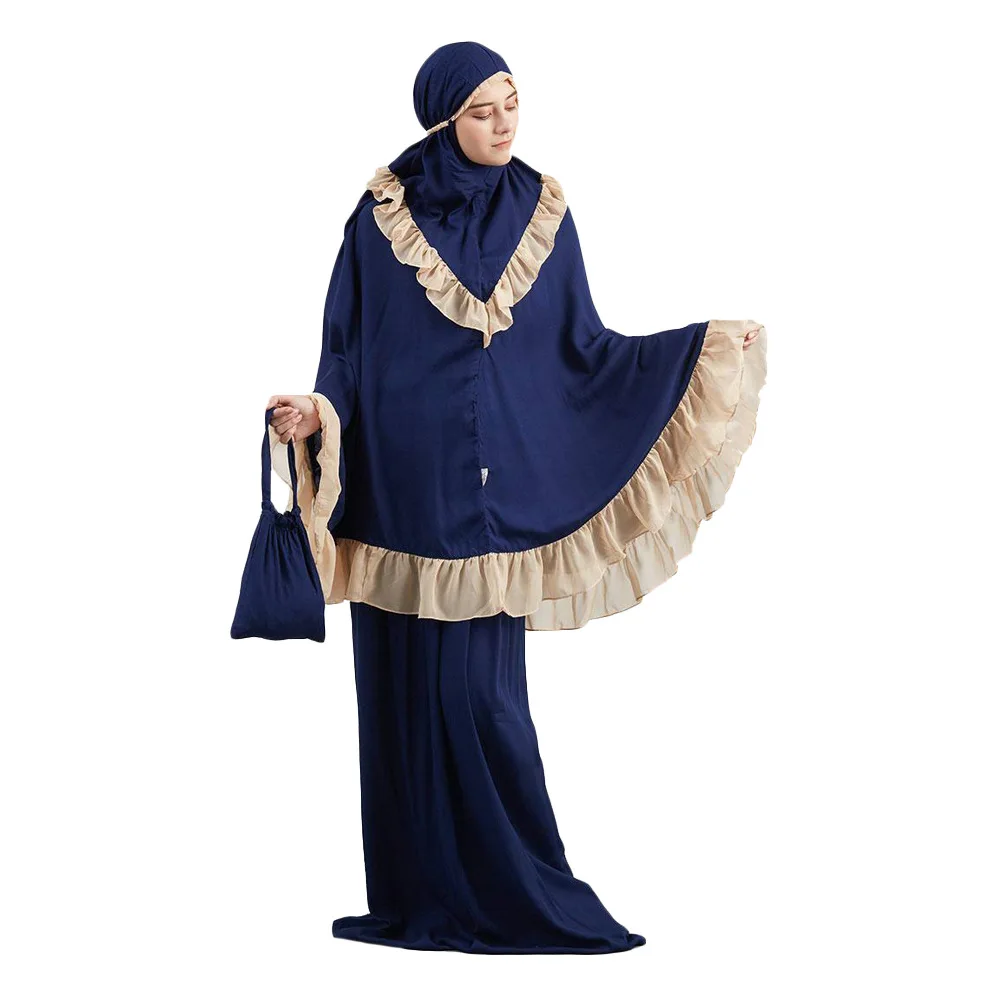 

Elegnat Muslim Abaya Sets Hijab Maxi Dress Cardigan Long Robe Gowns Elbise Kimono Ramadan Eid Islamic Prayer Worship Service
