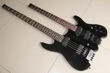 Wholesale Double Neck Headless Electric Bass Guitar 4 String Bass+6 String Guitar In Black 120315