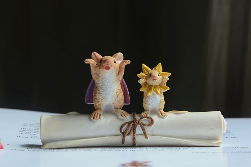 Mini Mice and Cat Resin Figurines for Home Decor Mice Mouse Rat Ornaments Miniature Fairy Garden Animal decoration gifts