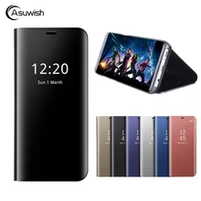 Asuwish откидная крышка кожаный чехол для Samsung Galaxy J7 J5 J3 j730f j530f Clear View чехол для телефона ЕС Евразийского версия