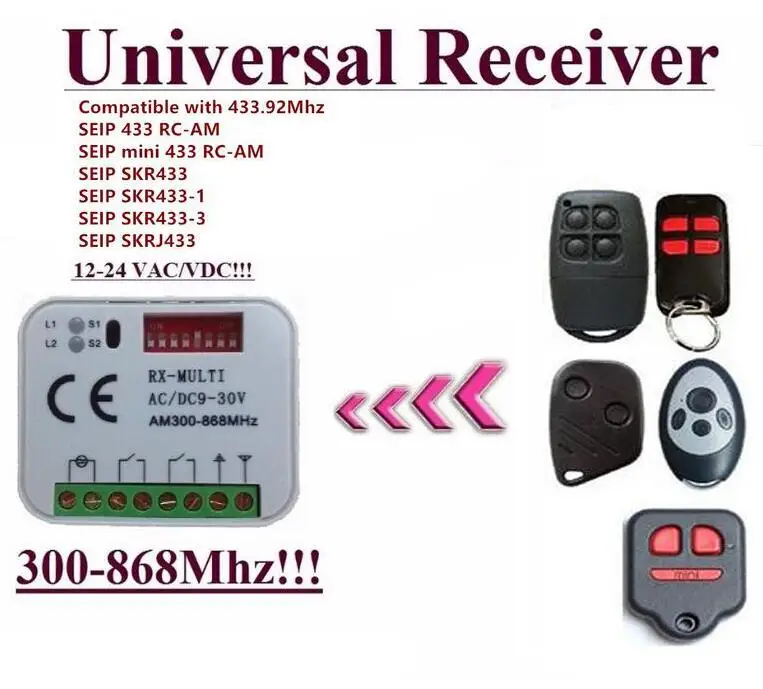 

Seip 433RC-M 433.92mhz rolling code universal remote control receiver switch