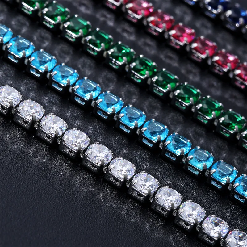 Cubic Zirconia Bracelet 4mm Cubic Zirconia Tennis Bracelets Iced Out Chain Crystal Wedding Bracelet For Women Men