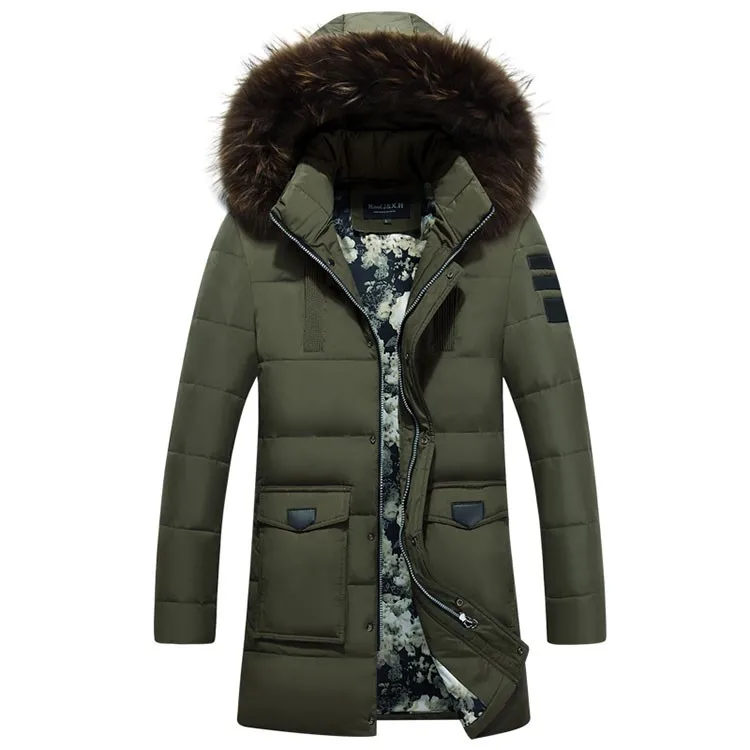 Aolamegs Mens Winter Down Jacket Medium-Long Thick Warm Hooded Fur Collar Winter Overcoats 2016 Outdoors Windproof Parka Hombre (11)
