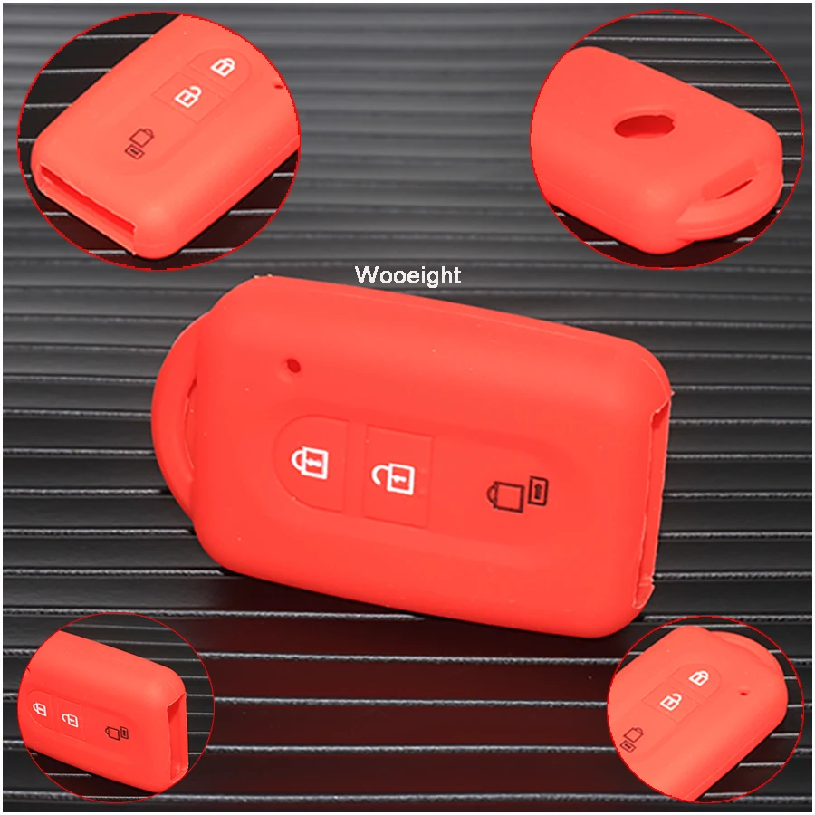 Wooeight 3 Button Silicone Rubber Car Key Cover FOB Case For Nissan Qashqai X-Trail T31 Micra K12 Tiida C11 Remote Key Shell (8)