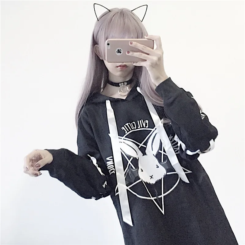  Hooded Cartoon Preppy Style Women Oversize Sweatshirts Winter Cute Harajuku Kawaii Sweatshirt Top P