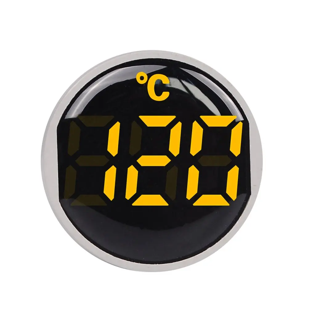 ST16C 22 мм круглый светодиодный термометр с цифровым дисплеем измеритель температуры тестер Индикатор сигнальный светильник-20-120 Цельсия - Цвет: Цвет: желтый