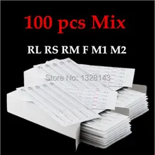 100 шт, одноразовые стерильные иглы для татуировок разных размеров, для тату-машины, пистолета, чернильных чашек, наконечники, наборы