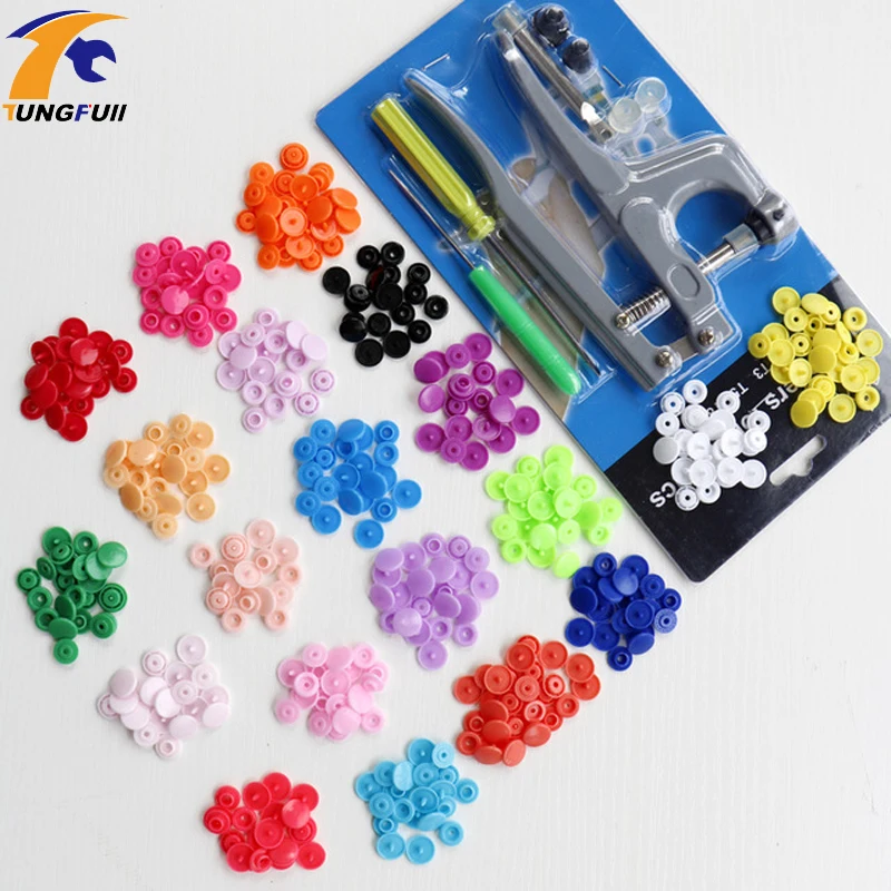 

300 Set T5 KAM Snaps Plastic Resin Press Poppers Snap Fasteners With KAM Button Fastener Snap Pliers NEW Stud Cloth Diaper HD022