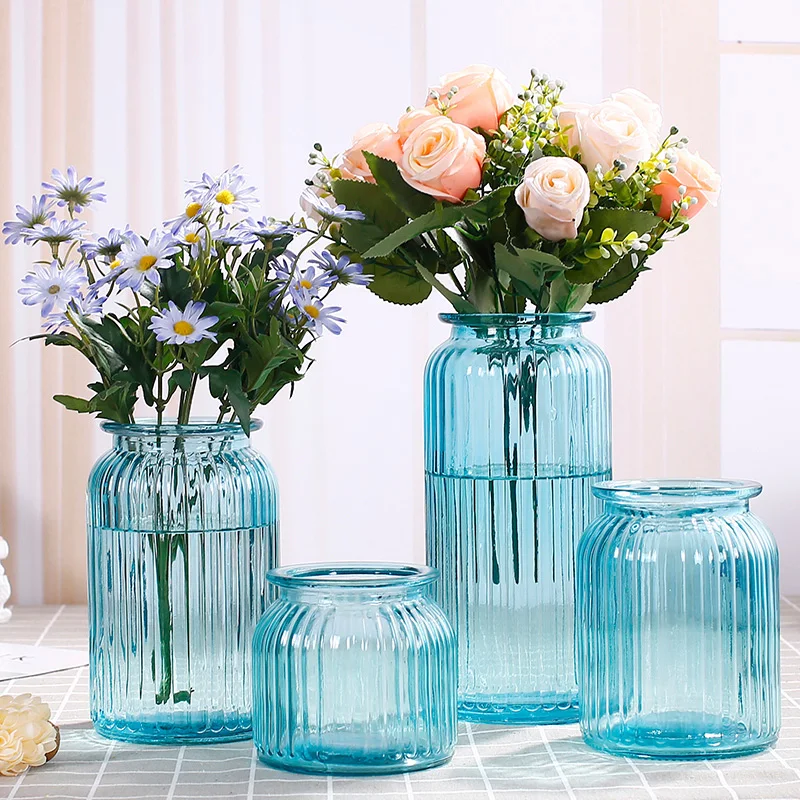 

4pcs/set Glass vase Decoration European pastoral restaurant Transparent glass Hydroponic vase Creative Insert vase