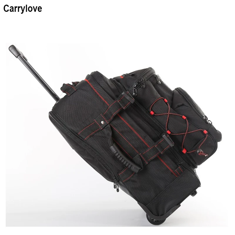 CARRYLOVE для мужчин ручной клади тележка для багажа 2" дюймов Путешествия Рюкзак Для Ноутбука на колесах - Цвет: black