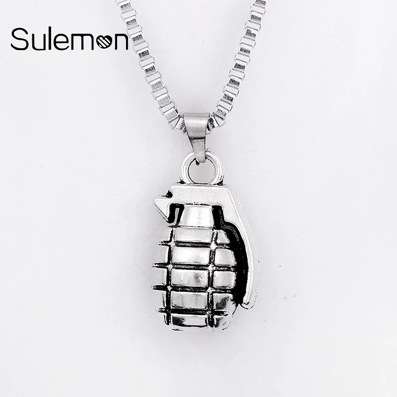Ожерелье из нержавеющей стали с подвеской в виде ручной гранаты для женщин и мужчин, модные вечерние длинные ожерелья из металла, модное высококачественное ювелирное изделие SN52