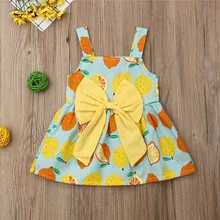 Одежда для маленьких девочек г. детские летние желтый лимон платье с принтом принцессы ремень Театрализованное Повседневное платья без рукавов Одежда