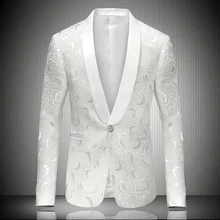 Вечерние, Клубные, мужские блейзеры, на одной пуговице, с воротником-шалью, жаккардовый Блейзер, большие размеры