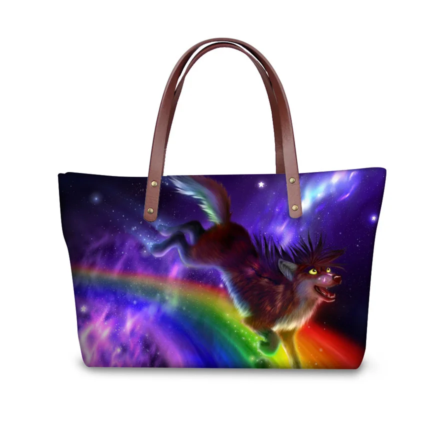 

Luxury Designer Women Handbags Animal Wolf Pattern Tote Cross Body Bag for Ladies Shopping Bags Large Messenger Bags