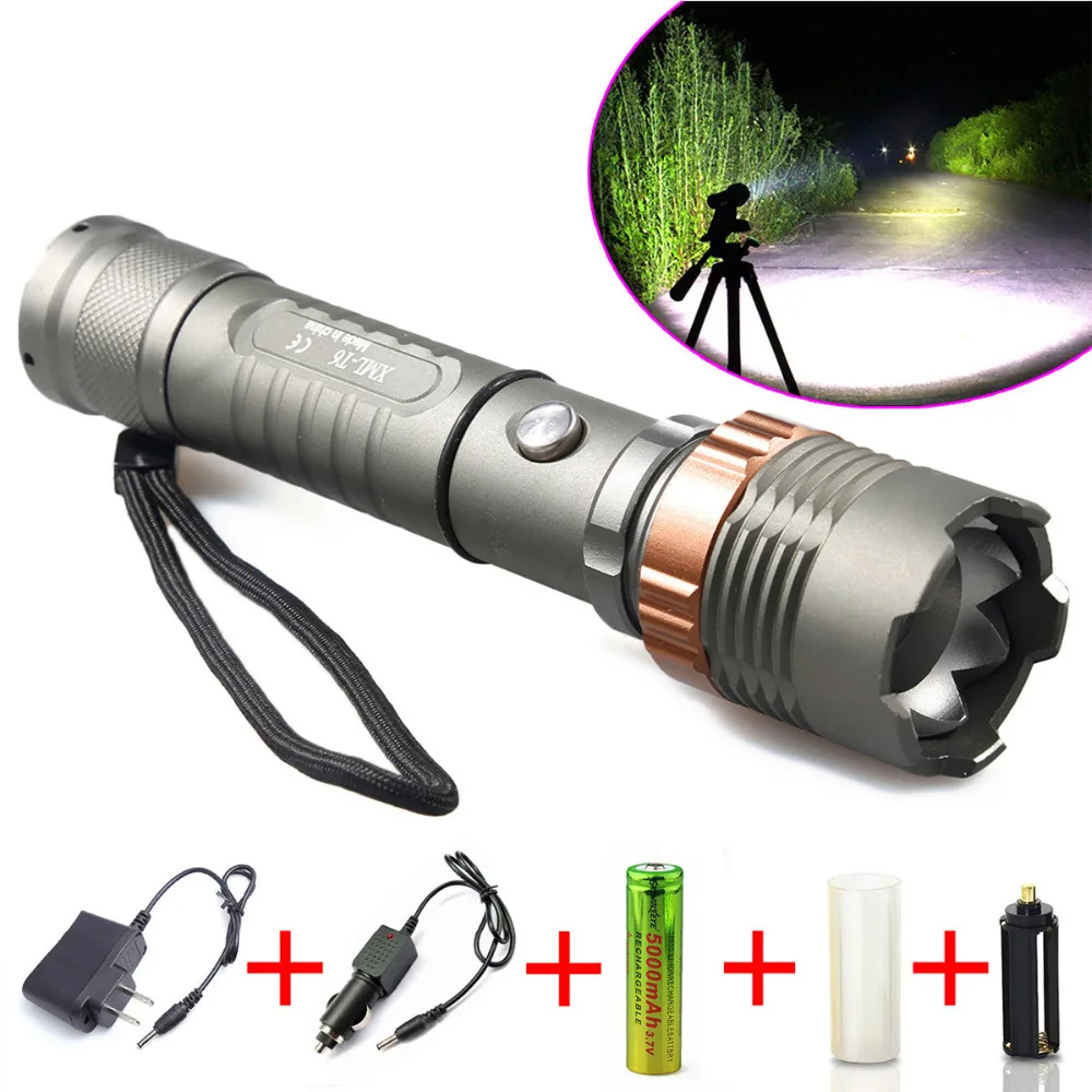 Self Defense Super Bright 3800LM CREE XM L T6 LED Zoomable Focus Flashlight Tatica Torch Lamp