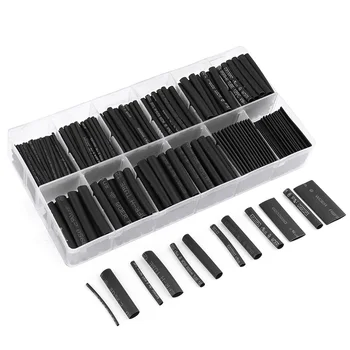 

532pcs Ratio 2: 1 Insulation Protection Flame Retardant Heat Shrink Tube Wire Kit Set 8 Size-Black Cover all the wire gauges you