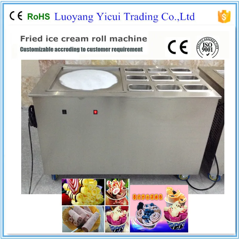 9 containers 1 pan ice cream roll making machineice cream rollpan ice