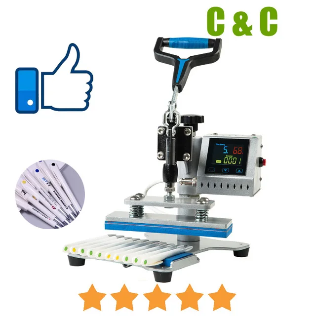

Pen Heat Press Machine 10 in1 DIY Transfer Pen Printing Ball Pen Heat Transfer Machine Printer with Free Gifts (CH1802)