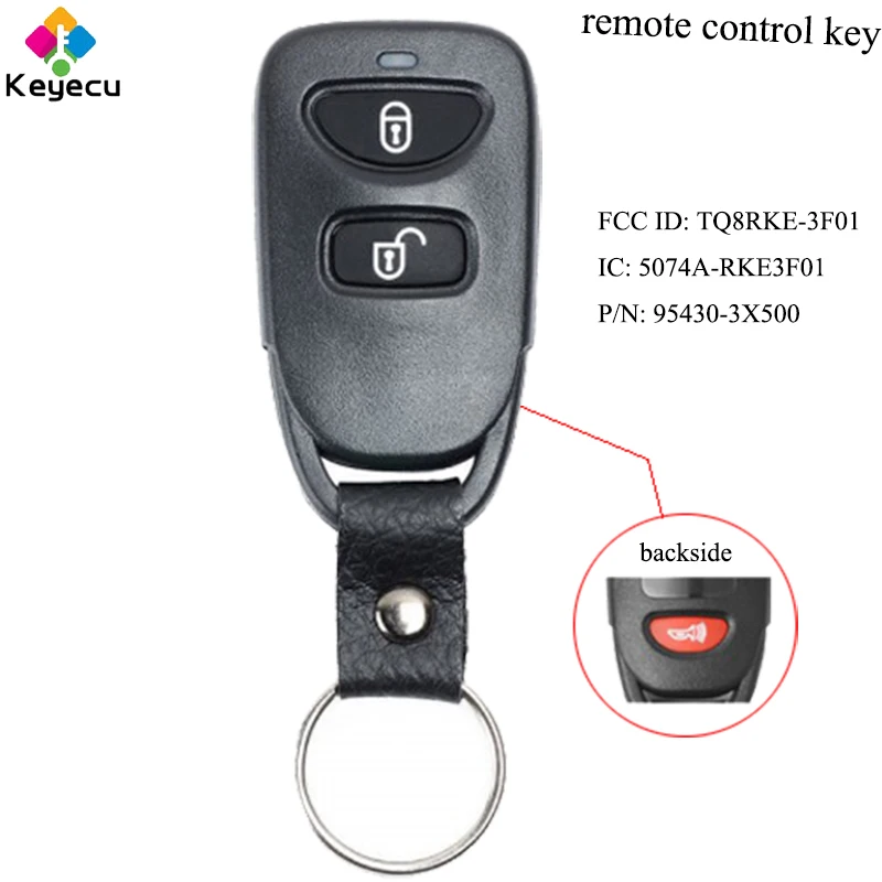 

KEYECU Keyless Entry Remote Control Car Key - 2 1/ 3 Buttons & 315MHz - FOB for Hyundai Accent GS 2012-2014 FCC ID: TQ8RKE-3F01
