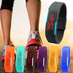 Ультра тонкий Для мужчин девушка спортивная цифровые часы Силиконовые цифровой светодиодный спортивные наручные часы Для мужчин ребенок