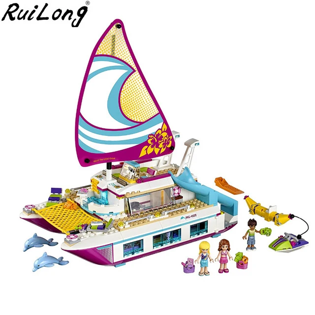 

Friends Girl Series Sunshine Catamaran Compatible Legoinglys Friends 41317 Building Blocks Toys Kids Bricks Christmas Girl Gifts