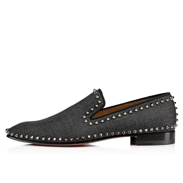 

Zapatillas Hombre Rivet Studded Office Dress Shoes Slip On Flat Loafers Breathable Cloth Casual Footwear Black Canvas Shoes Man