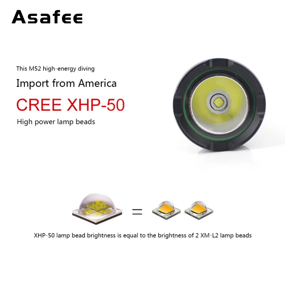 Светодиодный фонарик для дайвинга 2000 лм Cree XHP50 подводный мощный светодиодный