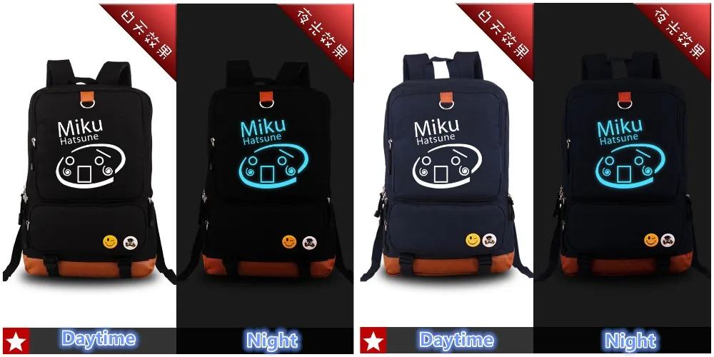Для женщин Печать холст рюкзак высокого качества в стиле Harajuku Хацунэ Мику Косплэй световой школьные сумки для подростков Mochila Escolar