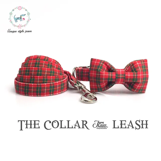Il natale plaid collare e guinzaglio set con farfallino matel fibbia dog & cat c Il natale plaid collare e guinzaglio set con farfallino matel fibbia dog & cat c