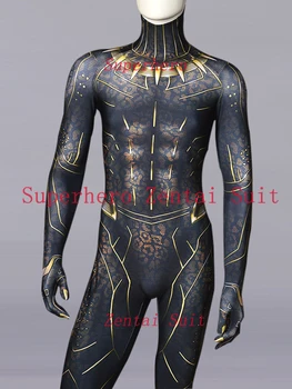 

2018 Movie Erik Killmonger Black Panther Costume 3D Printed Spandex Black Panther Cosplay Bodysuit For Adult/Kids /Custom Made