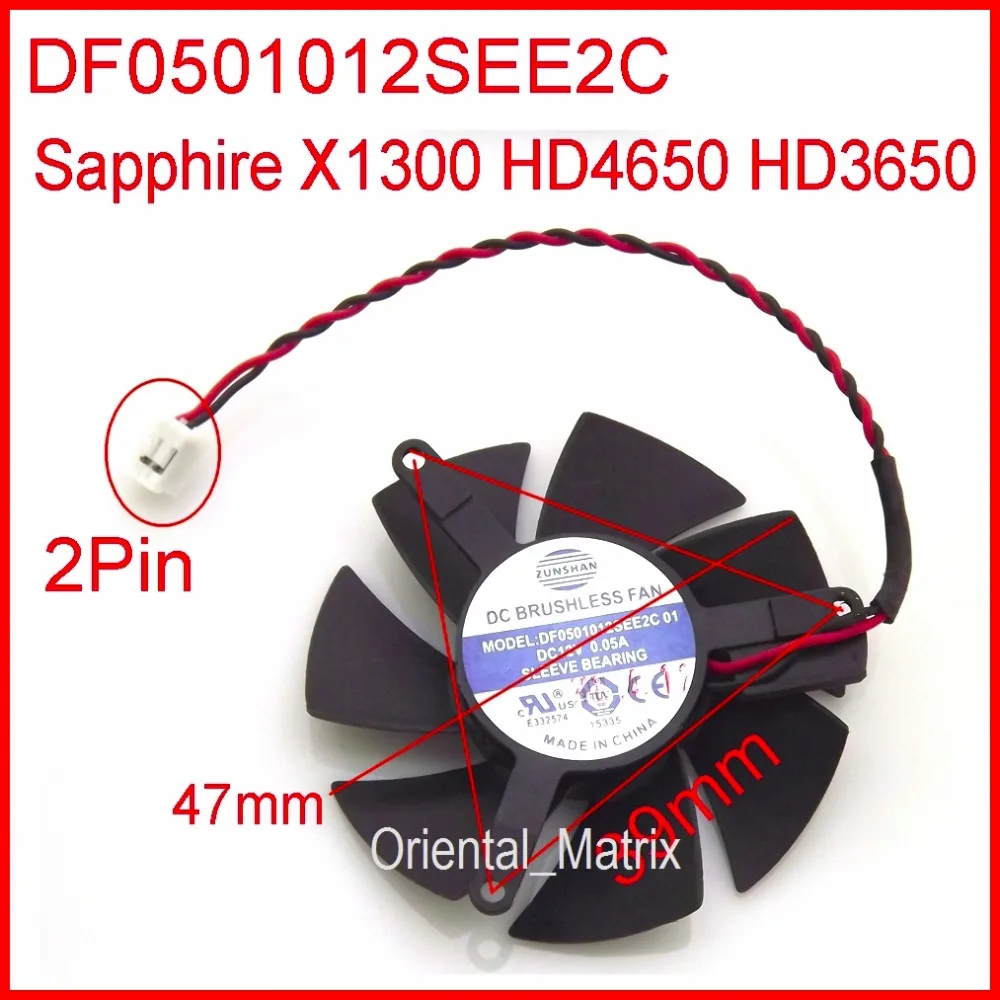 

Free Shipping ZUNSHAN DF0501012SEE2C 12V 0.05A 47mm Cooler Fan For Sapphire X1300 HD4650 HD3650 Graphics Card Cooler Fan 4Pin