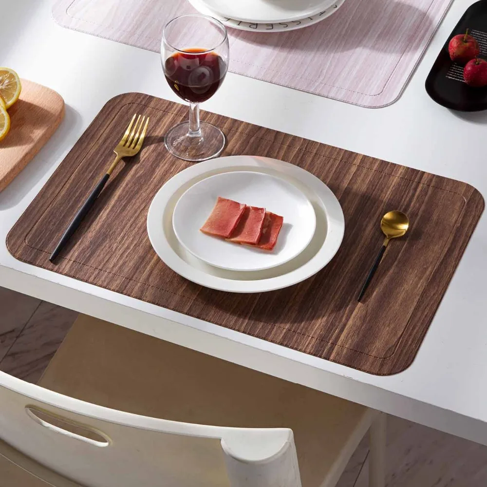 

OTHERHOUSE Kitchen Table Mat Placemat PU Tableware Pad Mat Coasters Non Slip Dining Table Napkin Waterproof Place Mat Stand Hot